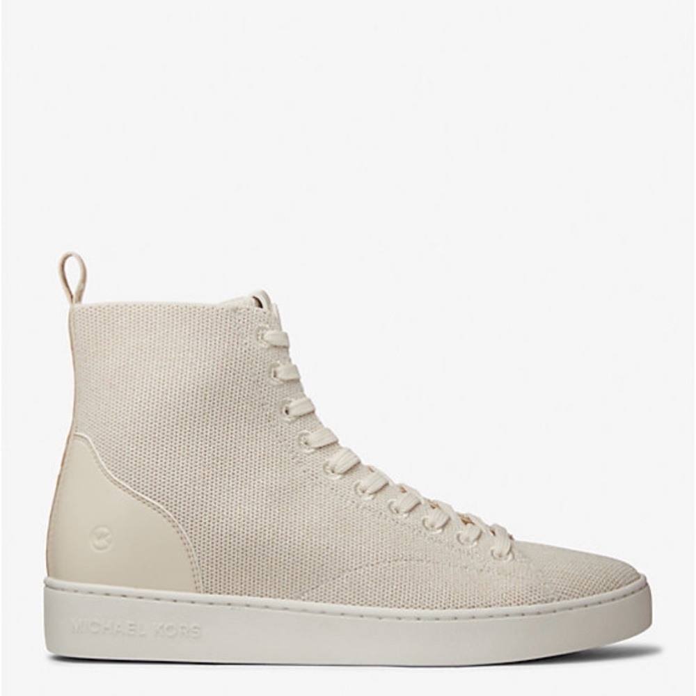Michael Kors Cream High-Top Sneakers with Textured Fabric